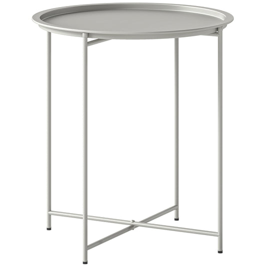 Outsunny Steel Removable Tray Top Garden Table in White
