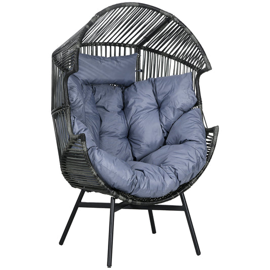 Outsunny String Rattan Egg Chair in Light Grey