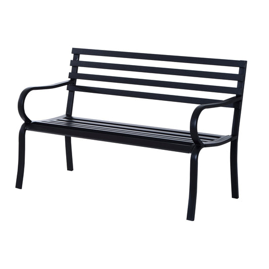 Outsunny Stylish 2 Seater Metal Garden Porch Chair in Black