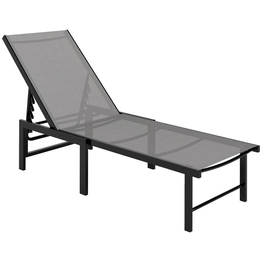 Outsunny Reclining Sun Lounger in Grey
