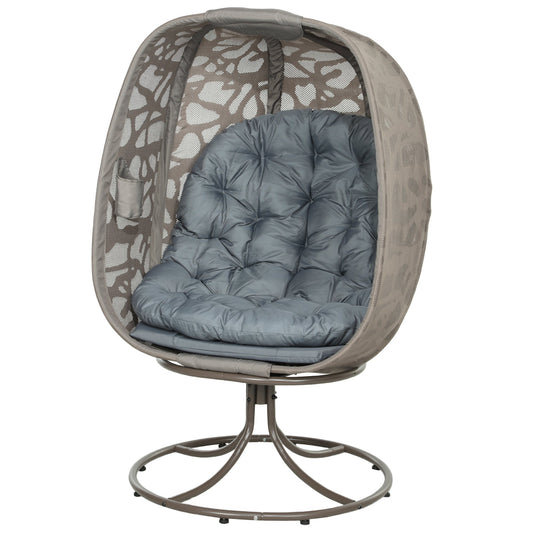 Outsunny Swivel Egg Chair with Cushions in Grey