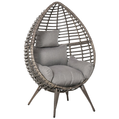 Outsunny Teardop PE Wicker Rattan Chair in Grey