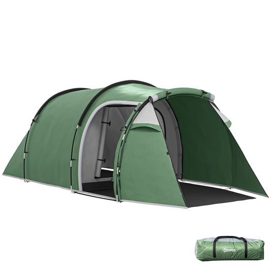 Outsunny Three-Man, Two-Room Tent - Green