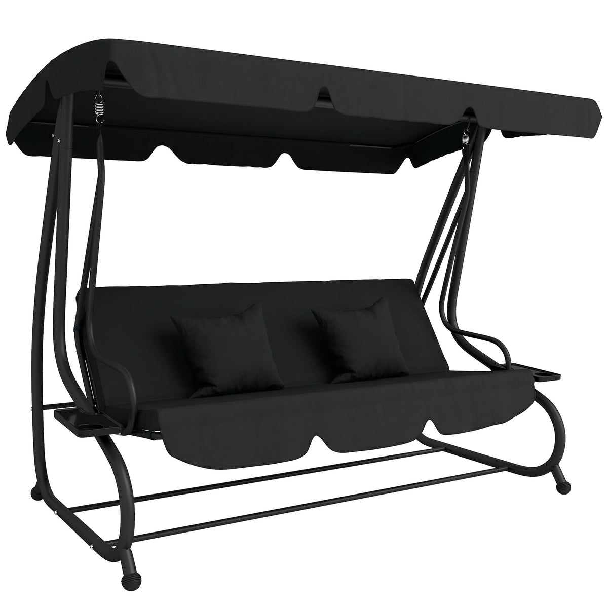 Outsunny Three-Person Garden Swing Chair in Black