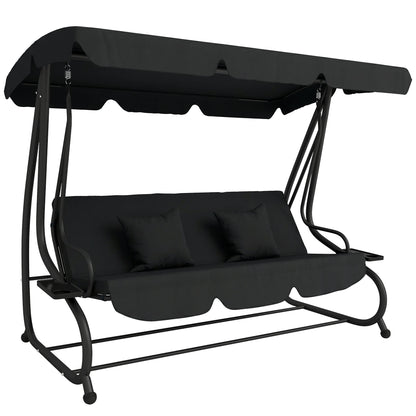Outsunny Three-Person Garden Swing Chair in Black