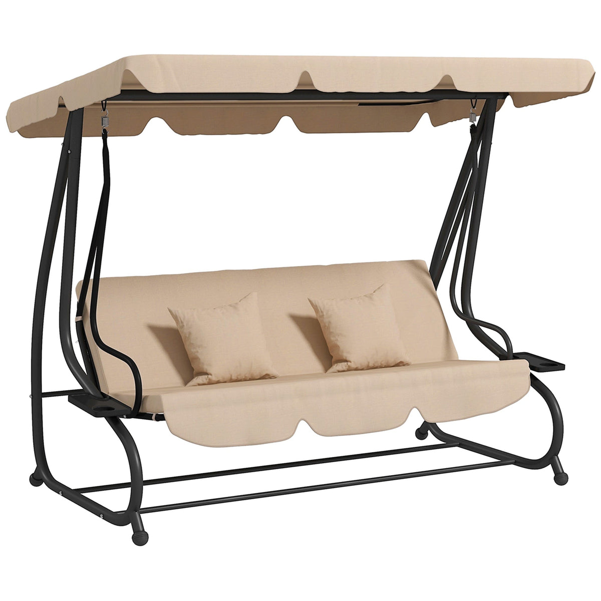 Outsunny Three-Person Garden Swing Chair in Light Brown