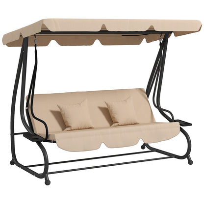 Outsunny Three-Person Garden Swing Chair in Light Brown
