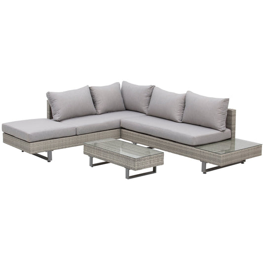 Outsunny Three-Piece Corner Rattan Set in Grey