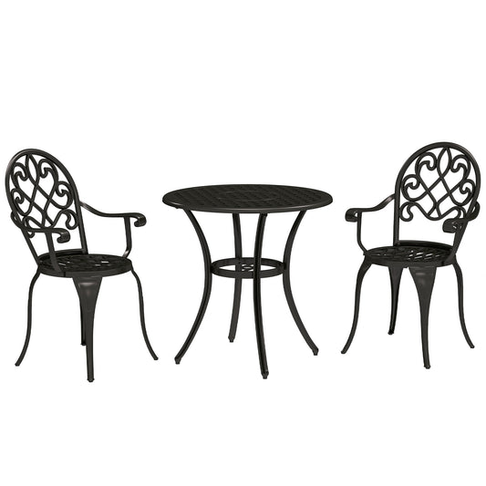 Outsunny Three-Piece Elegant Aluminium Garden Set in Black