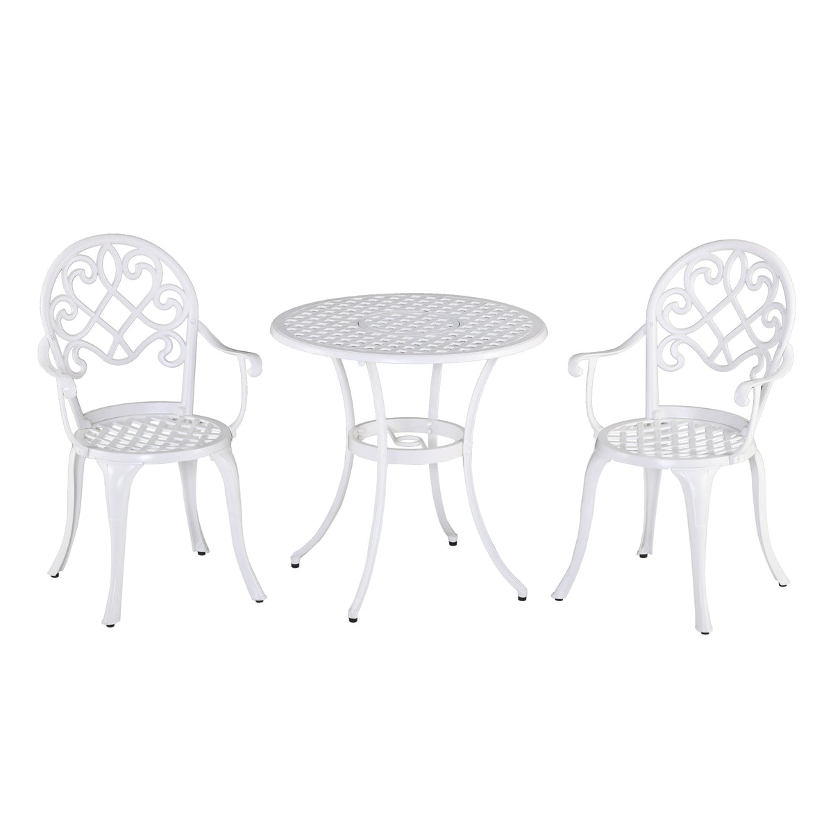 Outsunny Three-Piece Elegant Aluminium Garden Set in White