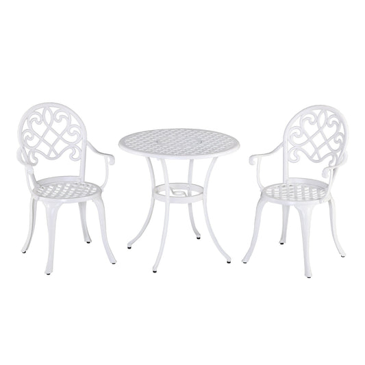 Outsunny Three-Piece Elegant Aluminium Garden Set in White