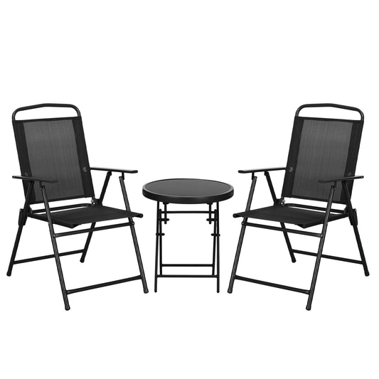 Outsunny Three-Piece Garden Seat Set in Black