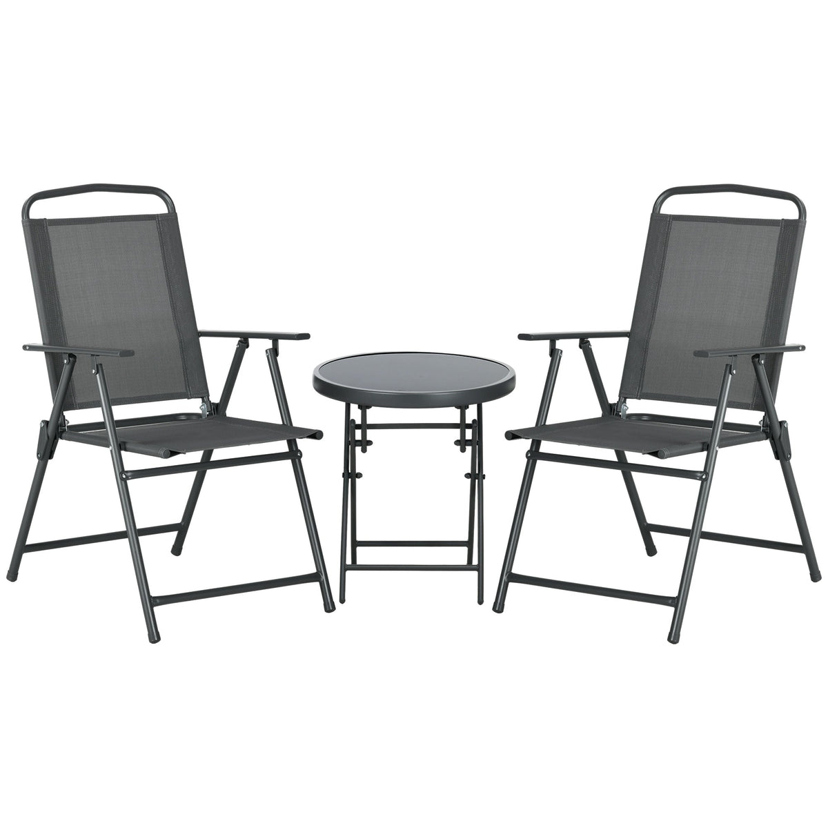 Outsunny Three-Piece Garden Seat Set in Dark Grey