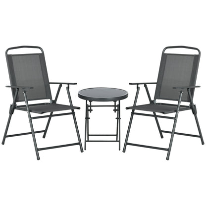Outsunny Three-Piece Garden Seat Set in Dark Grey