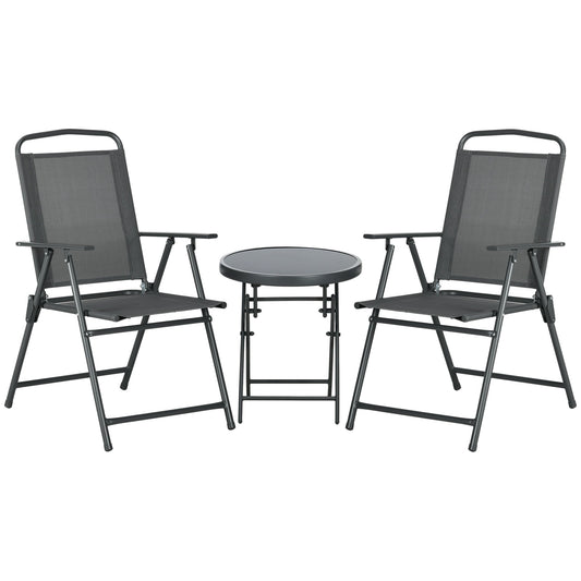 Outsunny Three-Piece Garden Seat Set in Dark Grey