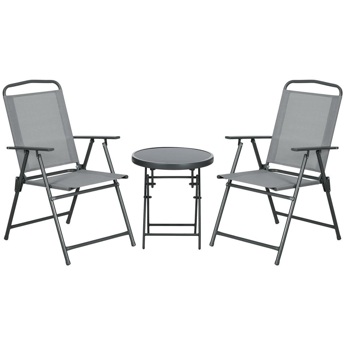 Outsunny Three-Piece Garden Seat Set in Light Grey