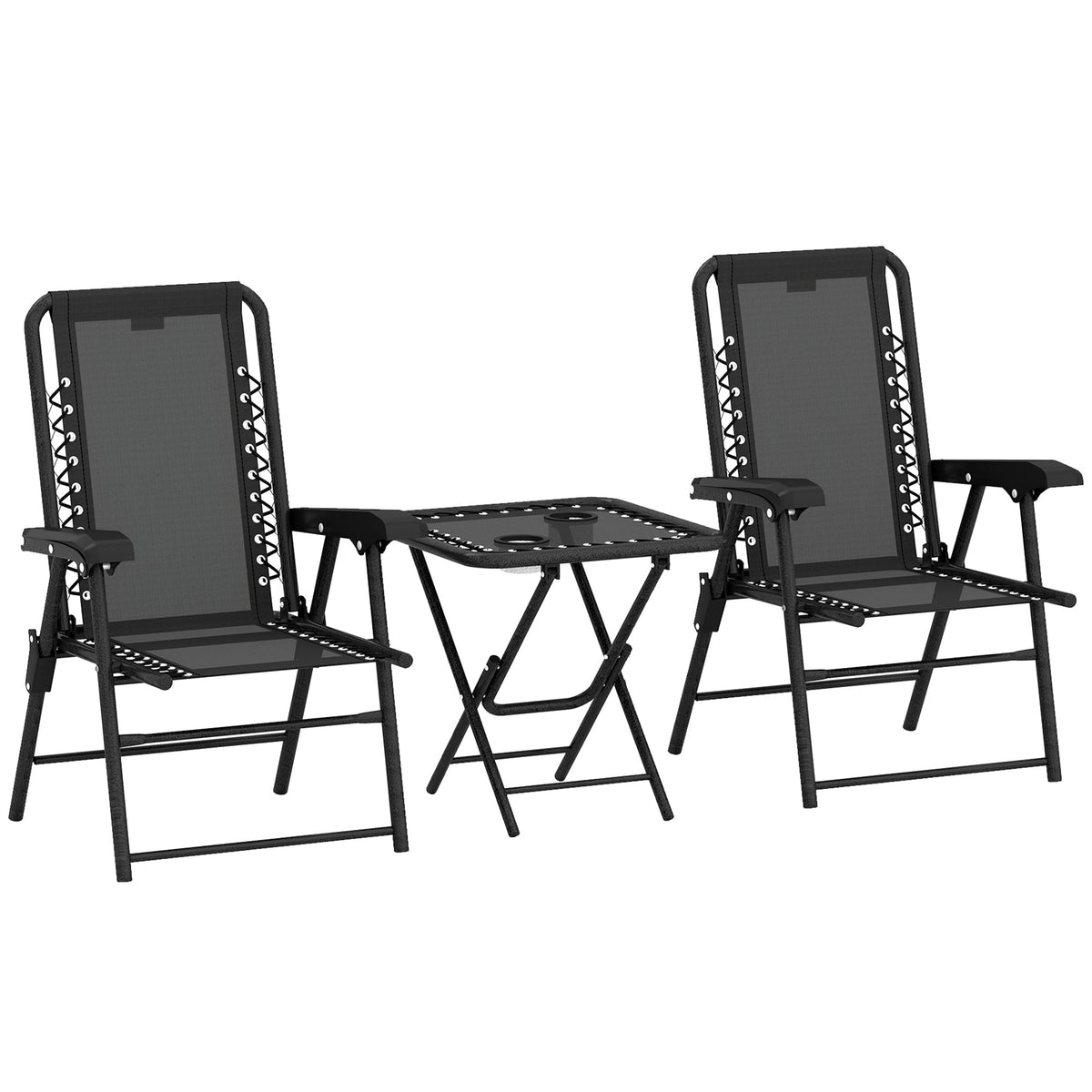 Outsunny Three-Piece Garden Table and Chair Set in Black