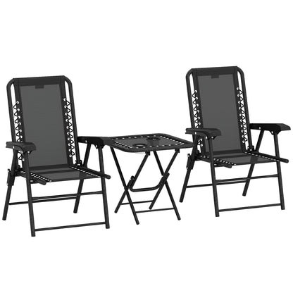 Outsunny Three-Piece Garden Table and Chair Set in Black