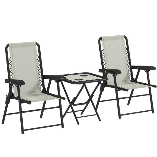Outsunny Three-Piece Garden Table and Chair Set in Cream White