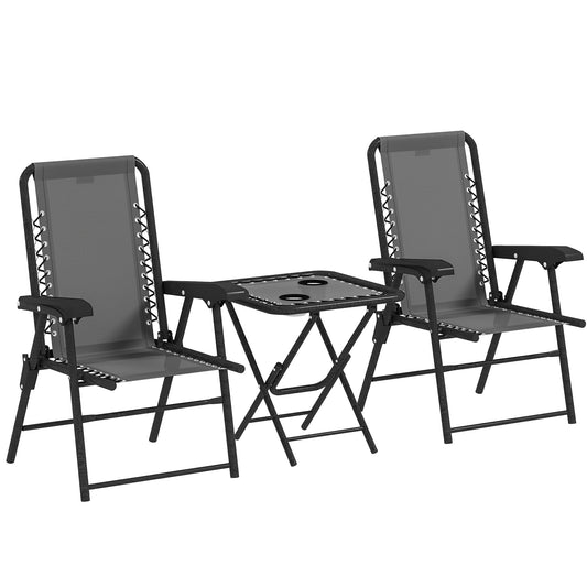 Outsunny Three-Piece Garden Table and Chair Set in Dark Grey