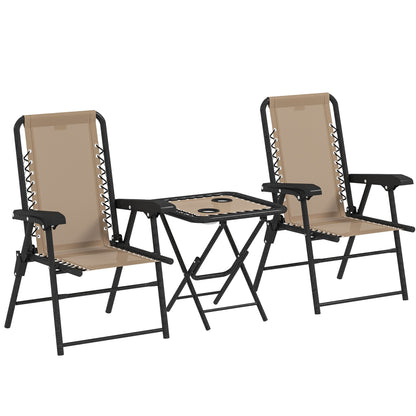 Outsunny Three-Piece Garden Table and Chair Set in Khaki