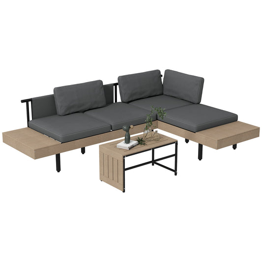 Outsunny Three-Piece 'L' Garden Sofa Set in Grey