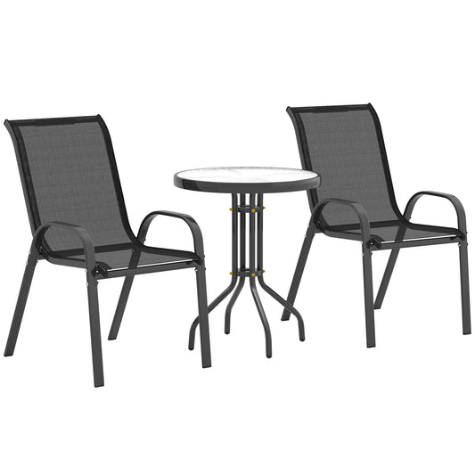 Outsunny Three-Piece Outdoor Garden Set in Black