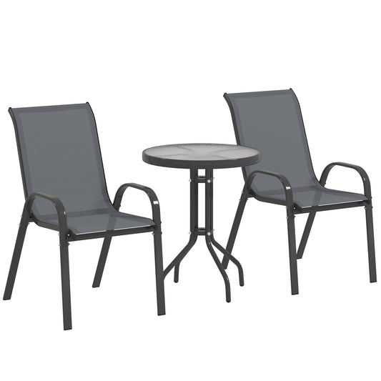 Outsunny Three-Piece Outdoor Garden Set in Dark Grey