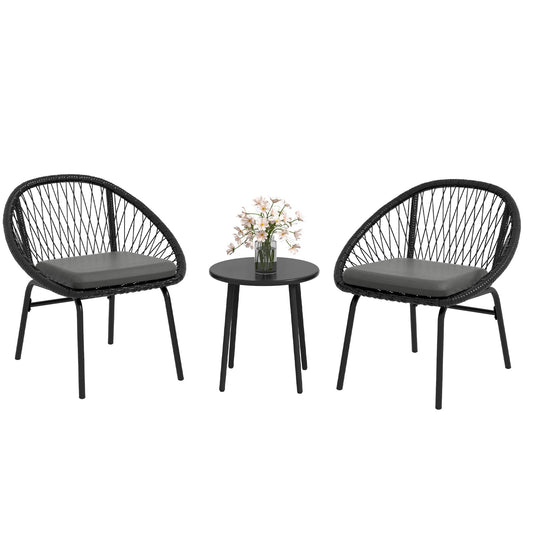 Outsunny Three-Piece Rattan Bistro Set in Black