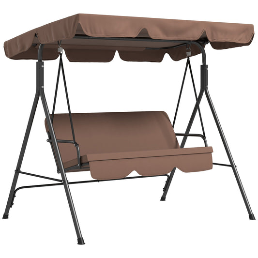 Outsunny 3 Seater Garden Swing Chair in Brown