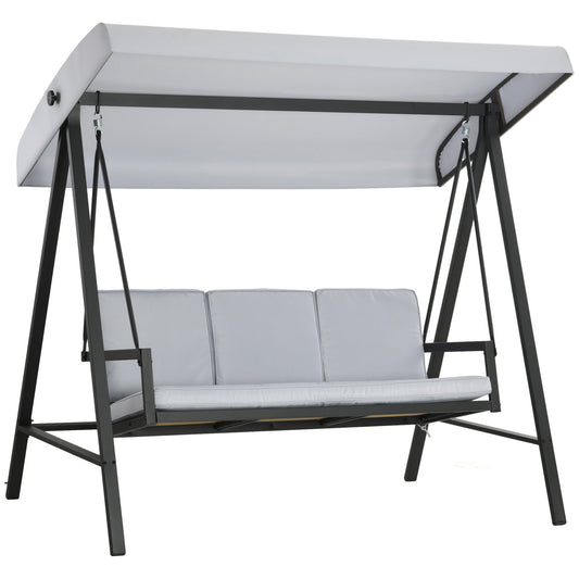 Outsunny Three-Seat Garden Swing Chair in Grey