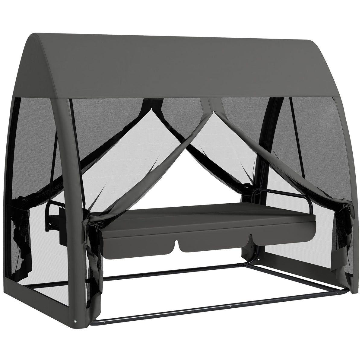 Outsunny Three-Seater Convertible Swing Chair/Bed in Grey