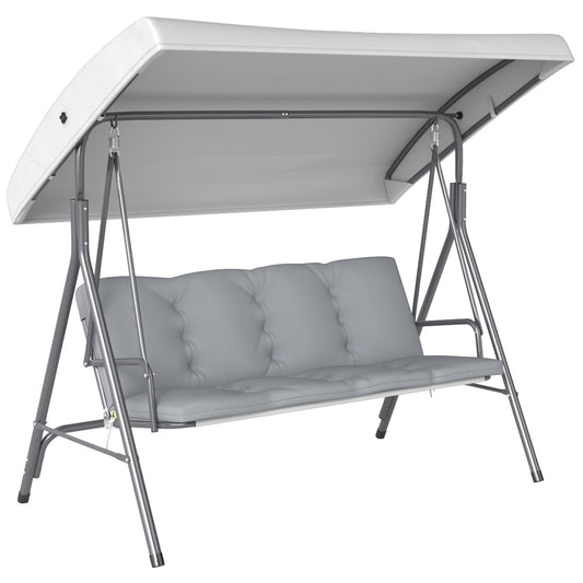 Outsunny Three-Seater Garden Swing Seat in Light Grey