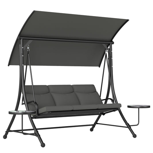 Outsunny Three-Seater Garden Swing in Dark Grey