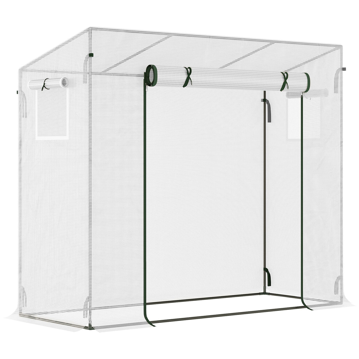 Outsunny Small Walk-in Garden Greenhouse with Steel Frame in White