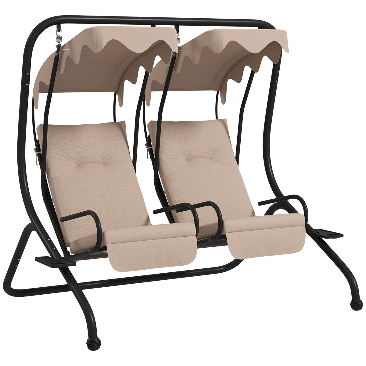 Outsunny Two-Seat Garden Swing Chair in Beige