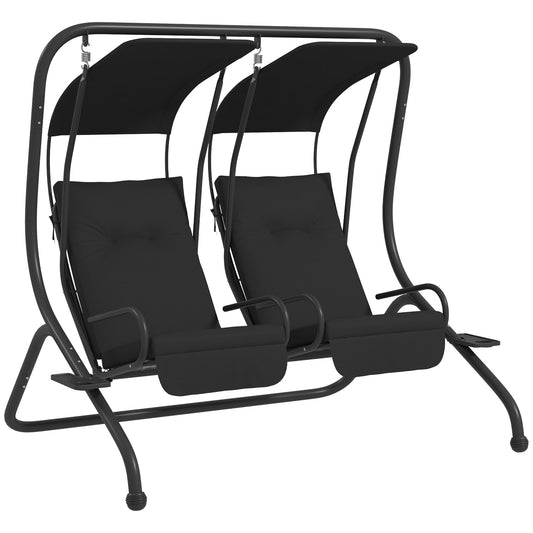 Outsunny Two-Seat Garden Swing Chair in Black