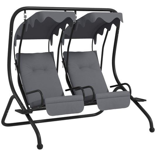 Outsunny Two-Seat Garden Swing Chair in Grey