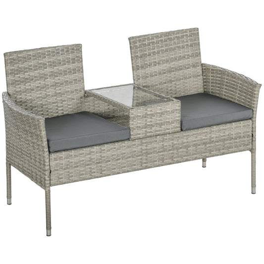 Outsunny Two-Seat Rattan Chair in Mixed Grey and Grey