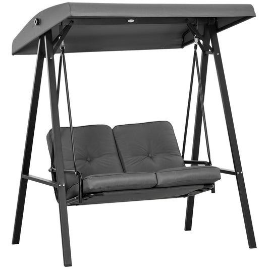 Outsunny Two-Seater Garden Swing Bench in Dark Grey
