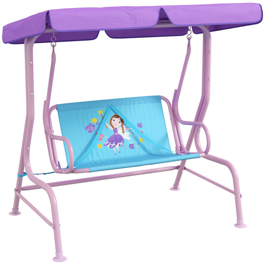 Outsunny Two Seater Kids Garden Swing in Blue