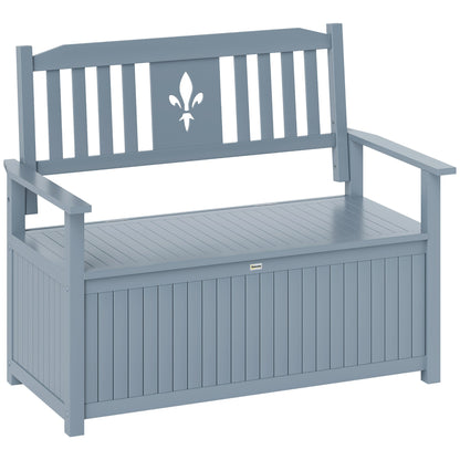 Outsunny Two-Seater Wooden Storage Bench in Grey