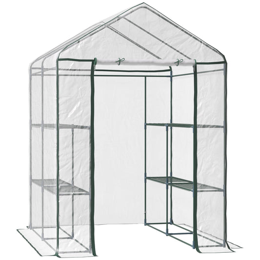 Outsunny Walk in Greenhouse with 3-Tier 8 Shelves in Transparent