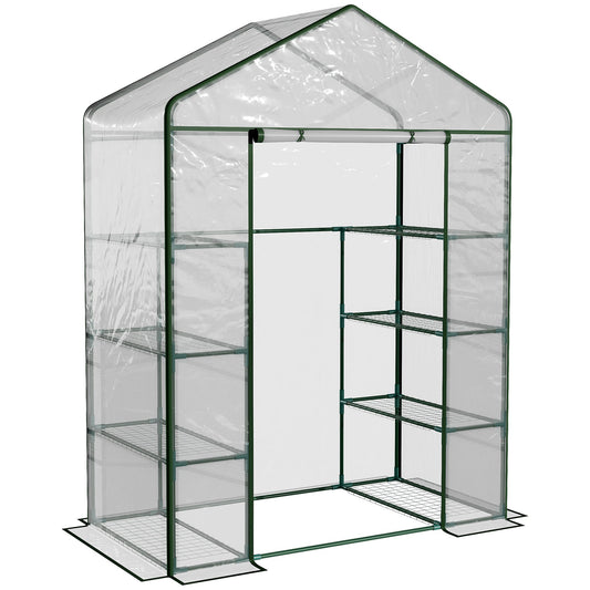Outsunny Walk in Greenhouse with 4-Tier 8 Shelves in Transparent