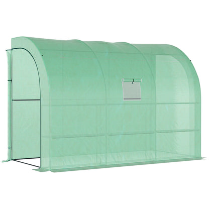 Outsunny Walk-In Lean to Greenhouse in Green