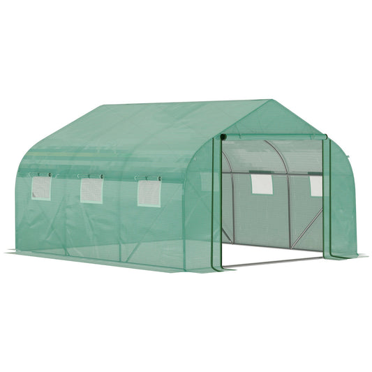 Outsunny Walk-in Polytunnel Garden Greenhouse in Green