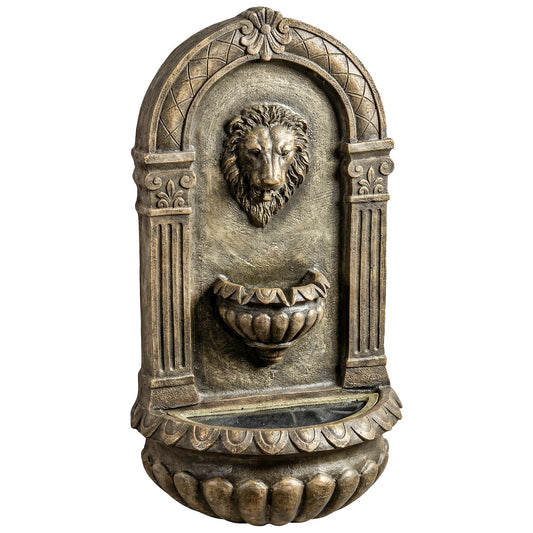 Outsunny Wall-Mounted Water Fountain in Rustic Brown