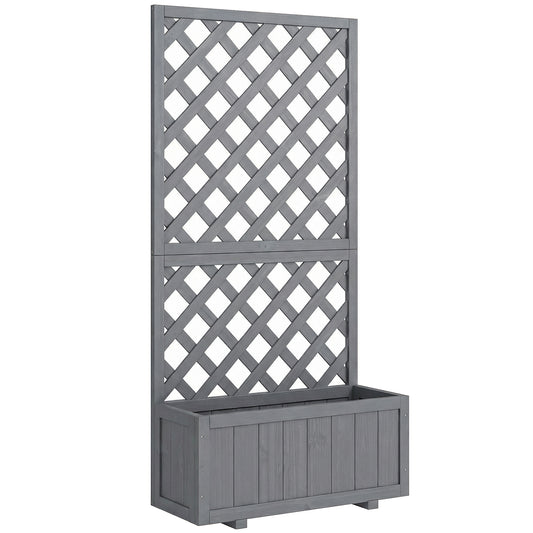 Outsunny Wood Planter with Trellis for Climbing Plants in Grey