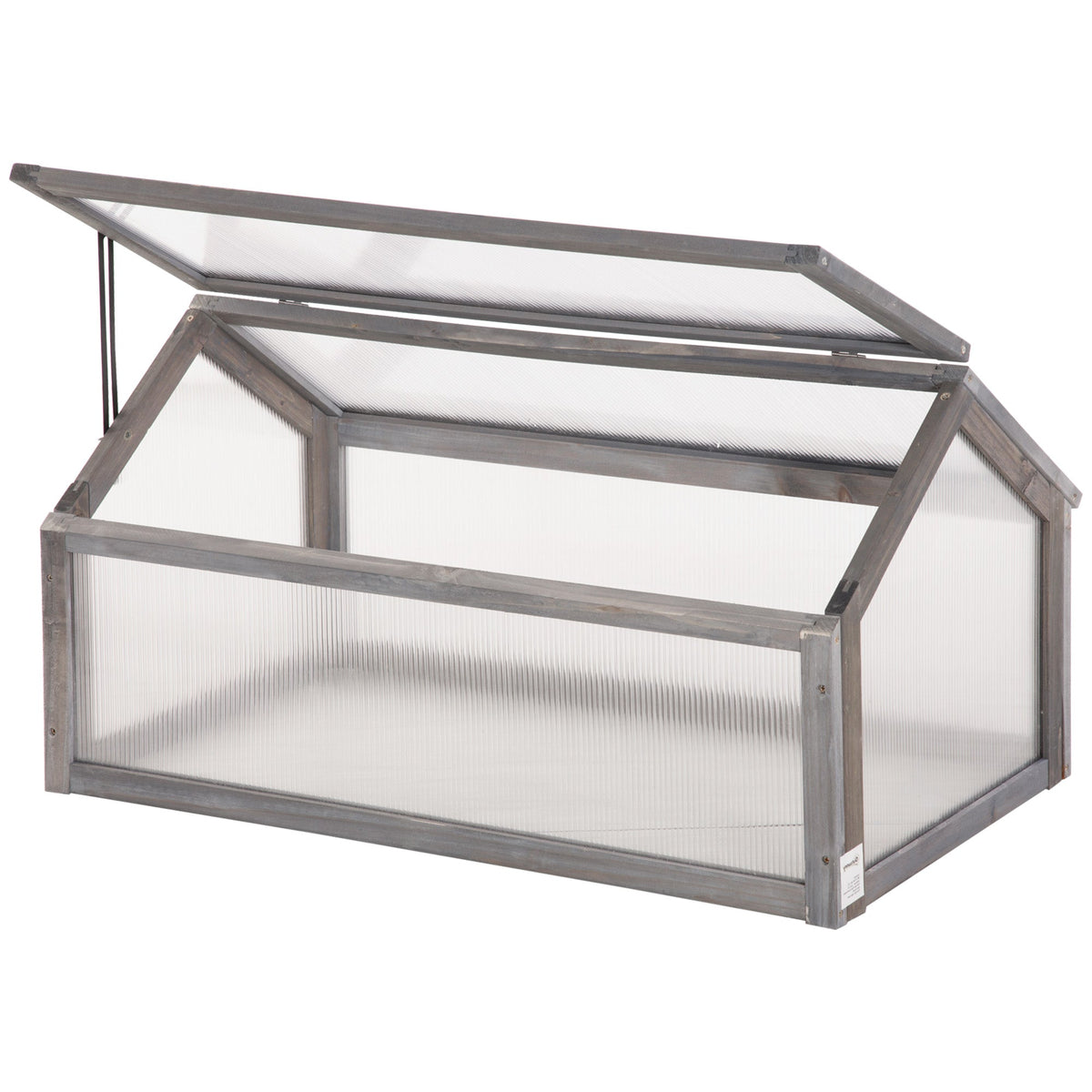 Outsunny Wooden Cold Frame Garden Polycarbonate Greenhouse in Grey