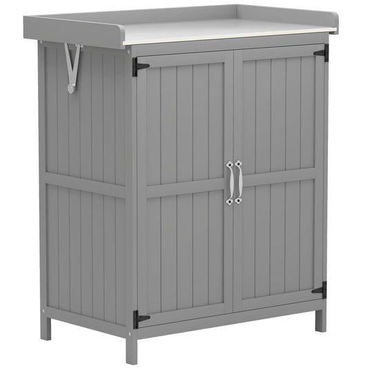 Outsunny Wooden Garden Shed in Grey